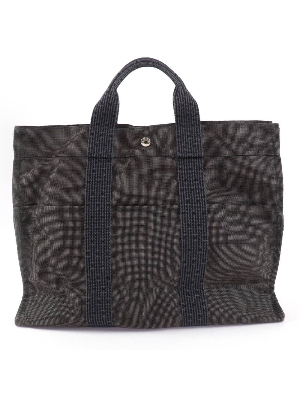 Hermes Her Line MM Silver Key with Cadena Series Canvas Tote Gray
